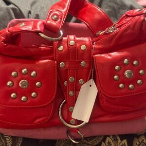Red Studded Handbag
